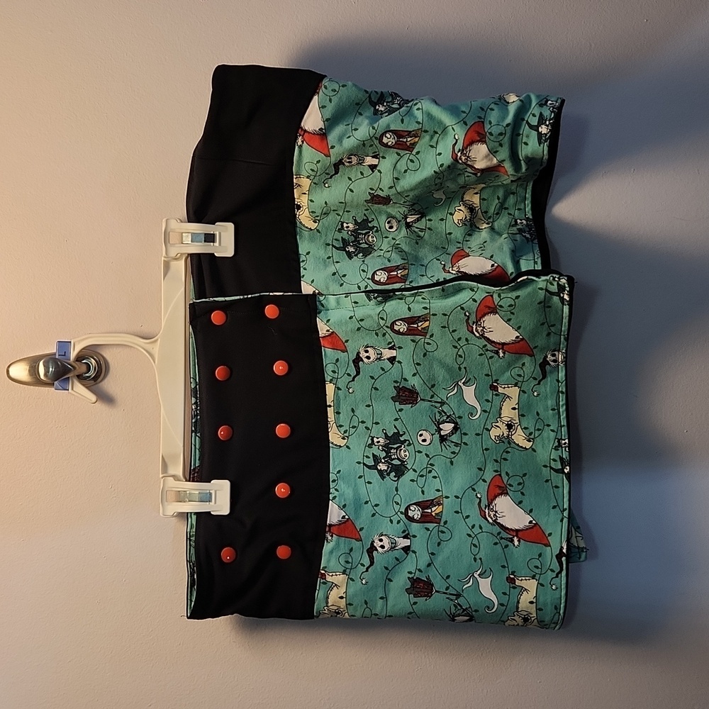 Handmade Nightmare Before Christmas mini skirt green black red adjustable size